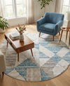 Dresden Elegance Collection Area Rug - Meissen Round Blue  lifestyle 28