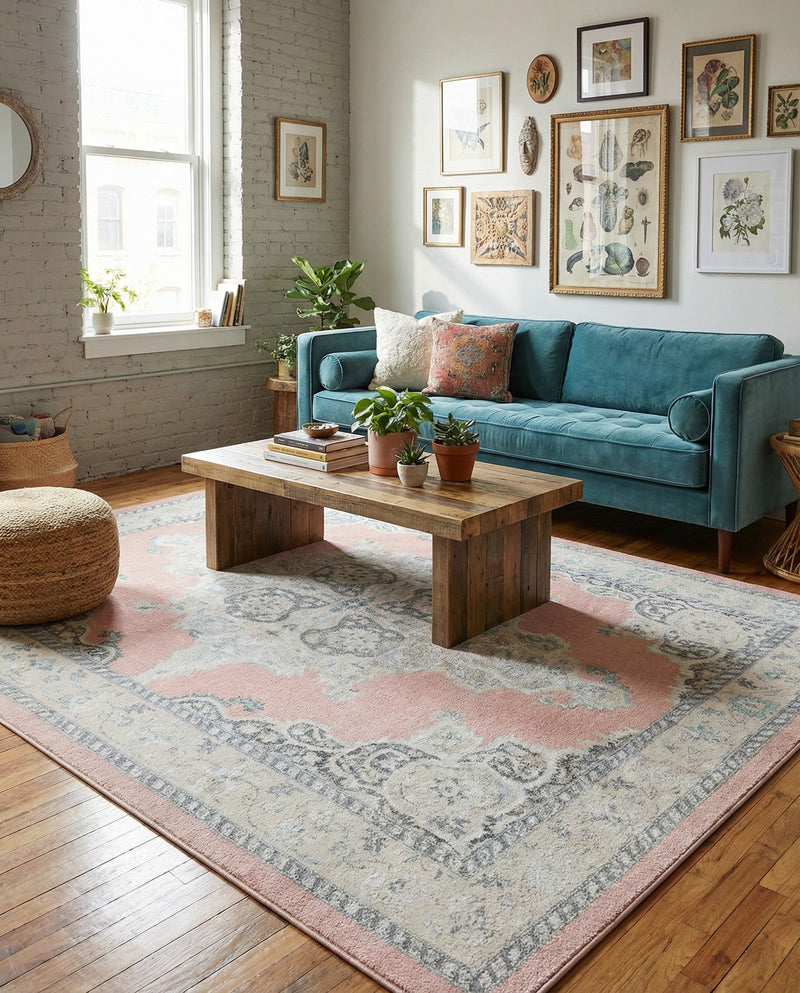 Beverly Grove Collection Area Rug -  Fairfax (Rose) Rectangle Rose  lifestyle 23