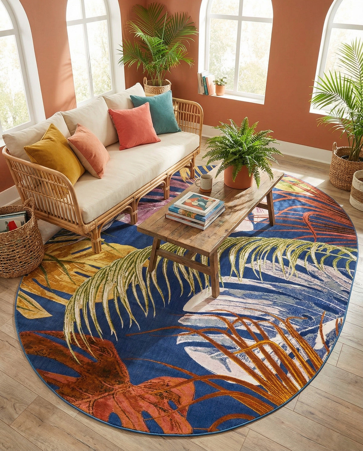 Meadow Breeze Collection Area Rug -  Clover Oval Multi  lifestyle 190