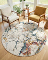 Jewel Oasis Collection Area Rug -  Opaline Round White Navy  lifestyle 63