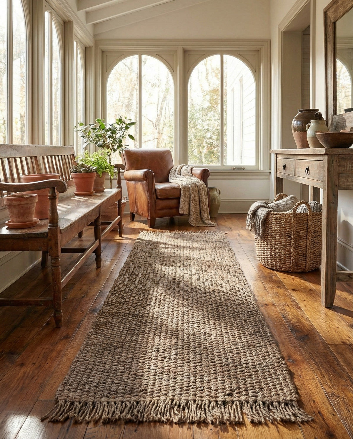 Savannah Jute Collection Area Rug - Seashore Runner Gray  lifestyle 173