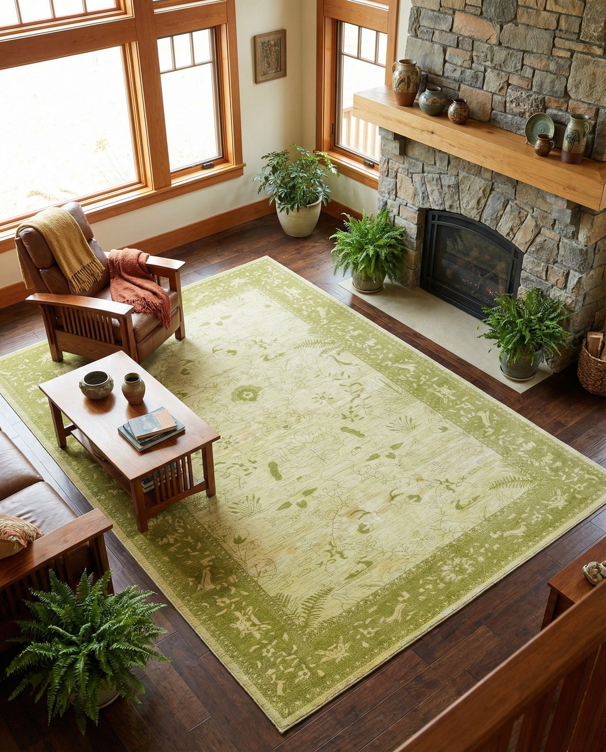 Horizon Collection Area Rug -  Apex (Light Green) Rectangle Light Green  lifestyle 12