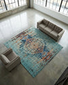 Venetian Tapestry Collection Area Rug -  Giudecca Square Turquoise  lifestyle 47