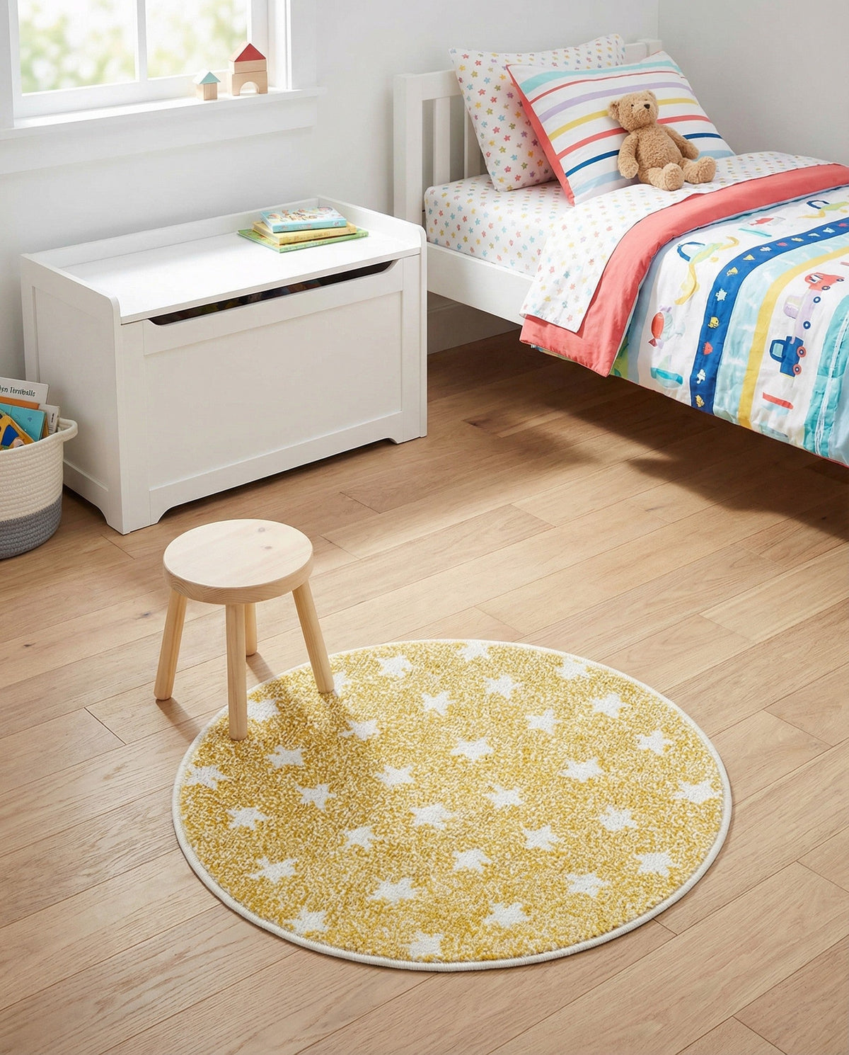 Wonder Tykes Collection Area Rug -  Mosaic Round Soft Yellow  lifestyle 134