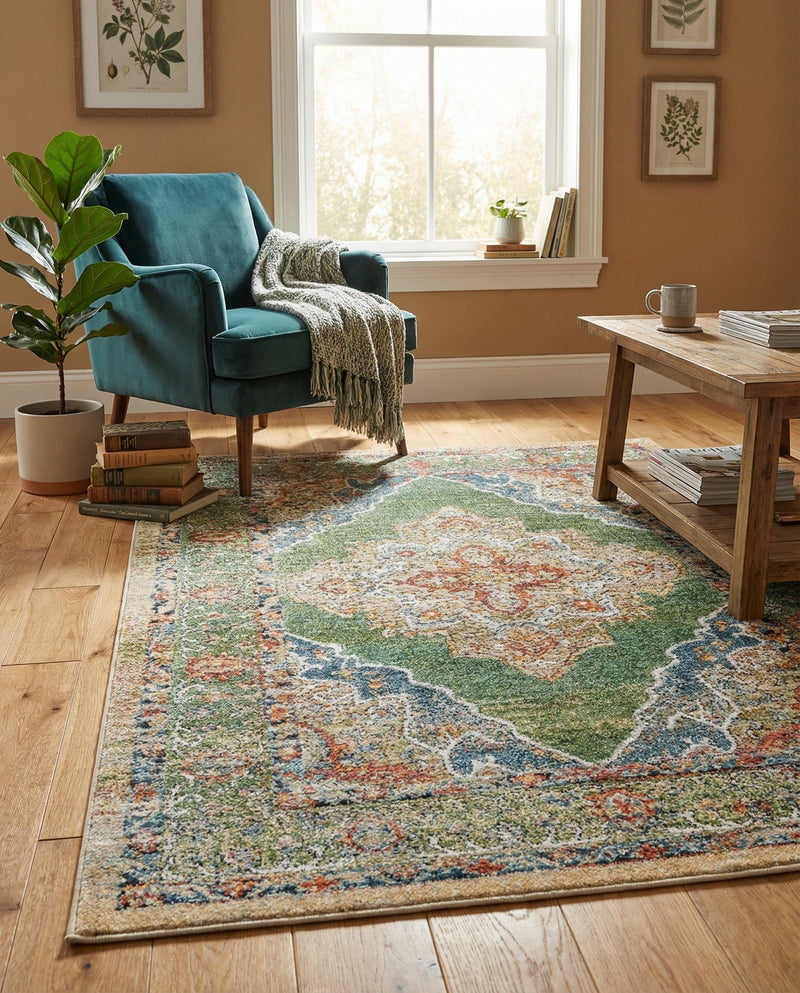 Savannah Soiree Collection Area Rug - Serengeti (Green) Rectangle Green  lifestyle 14