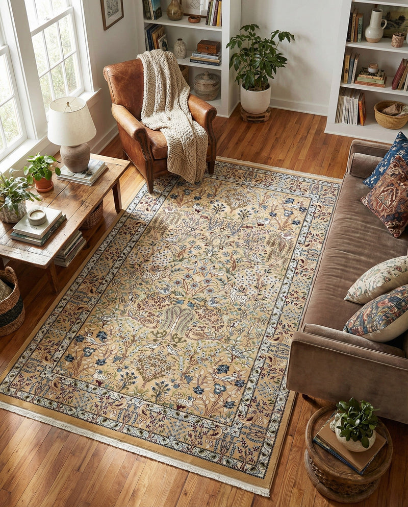 Persian Elegance Collection Area Rug -  Kerman (Beige) Rectangle Beige  lifestyle 10