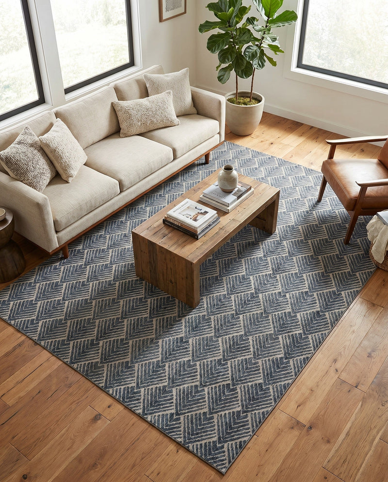 Geo Garden Lattice Collection Area Rug -  Casablanca Rectangle Harbor Blue  lifestyle 39