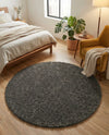 Cozy Comfort Shag Collection Area Rug - Haven (Smoke Gray) Round Smoke Gray  lifestyle 56