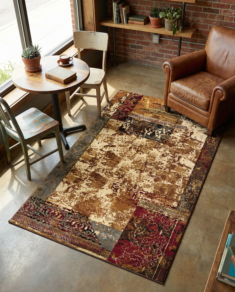 Bistro Lounge Collection Area Rug -  Latte Rectangle Beige  lifestyle 17