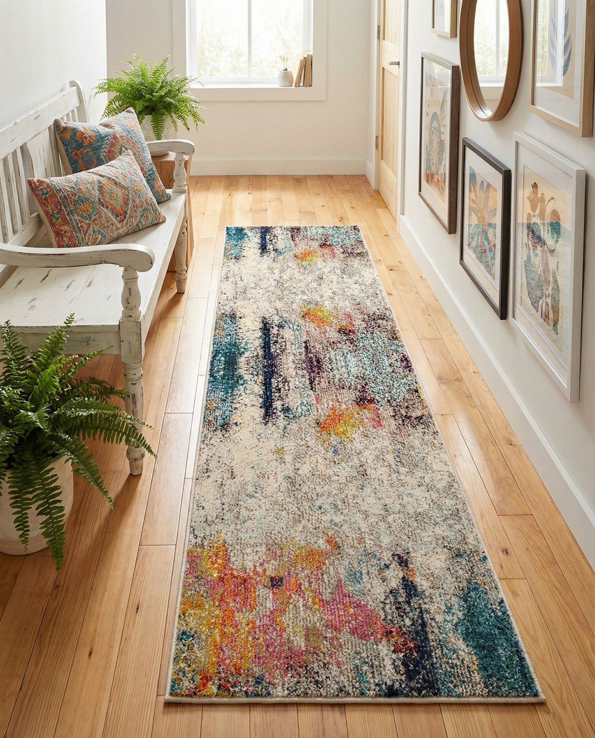 Chromatic Oasis Collection Area Rug -  Azure Runner Beige  lifestyle 100