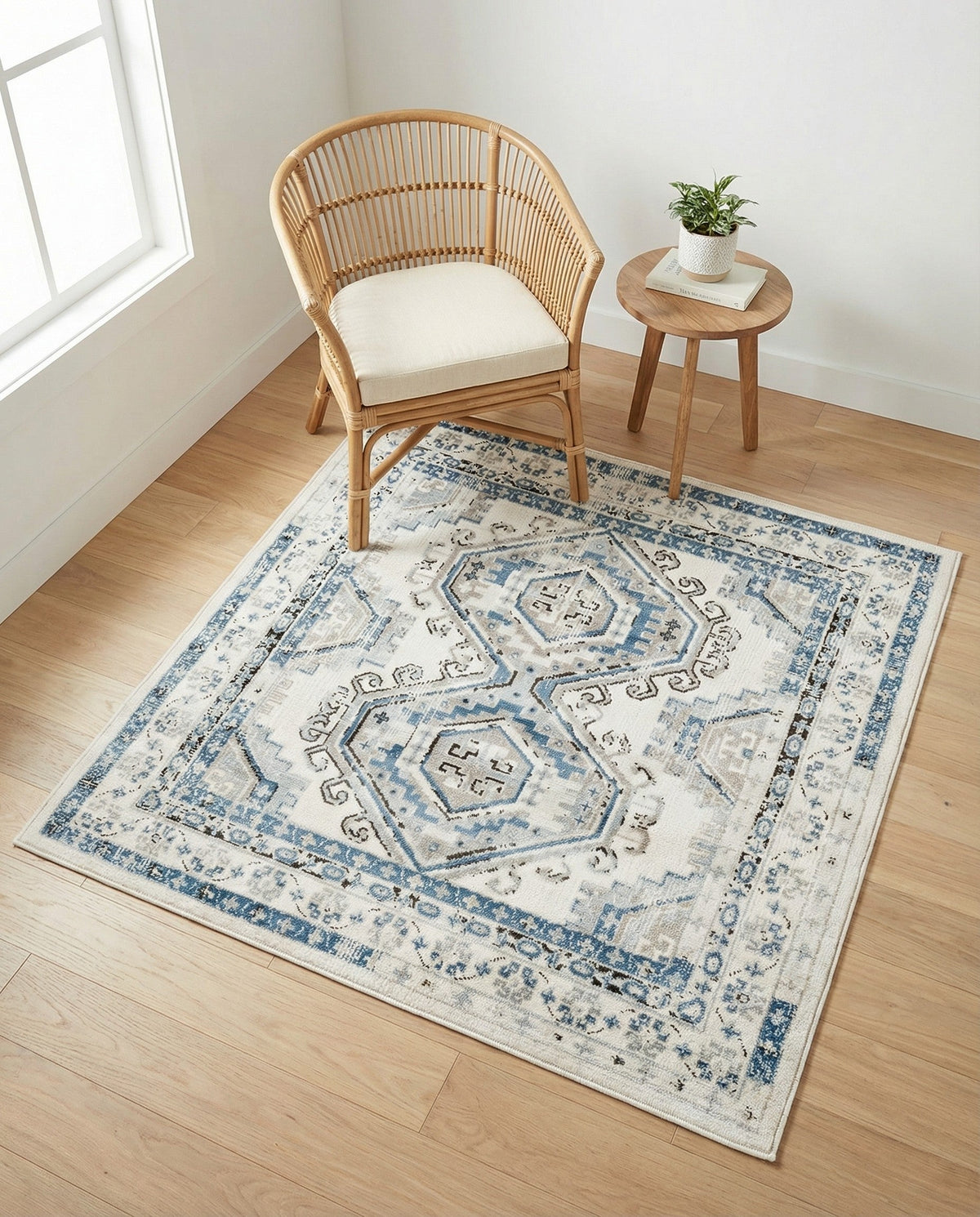 Savannah Elegance Collection Area Rug -  Tybee (Ivory Aqua) Square Ivory Aqua  lifestyle 95