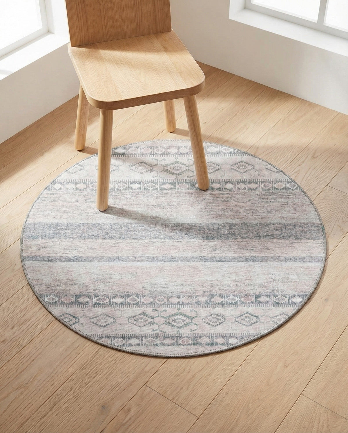 Heritage Elegance Collection Area Rug -  Edinburgh Round Gray  lifestyle 133