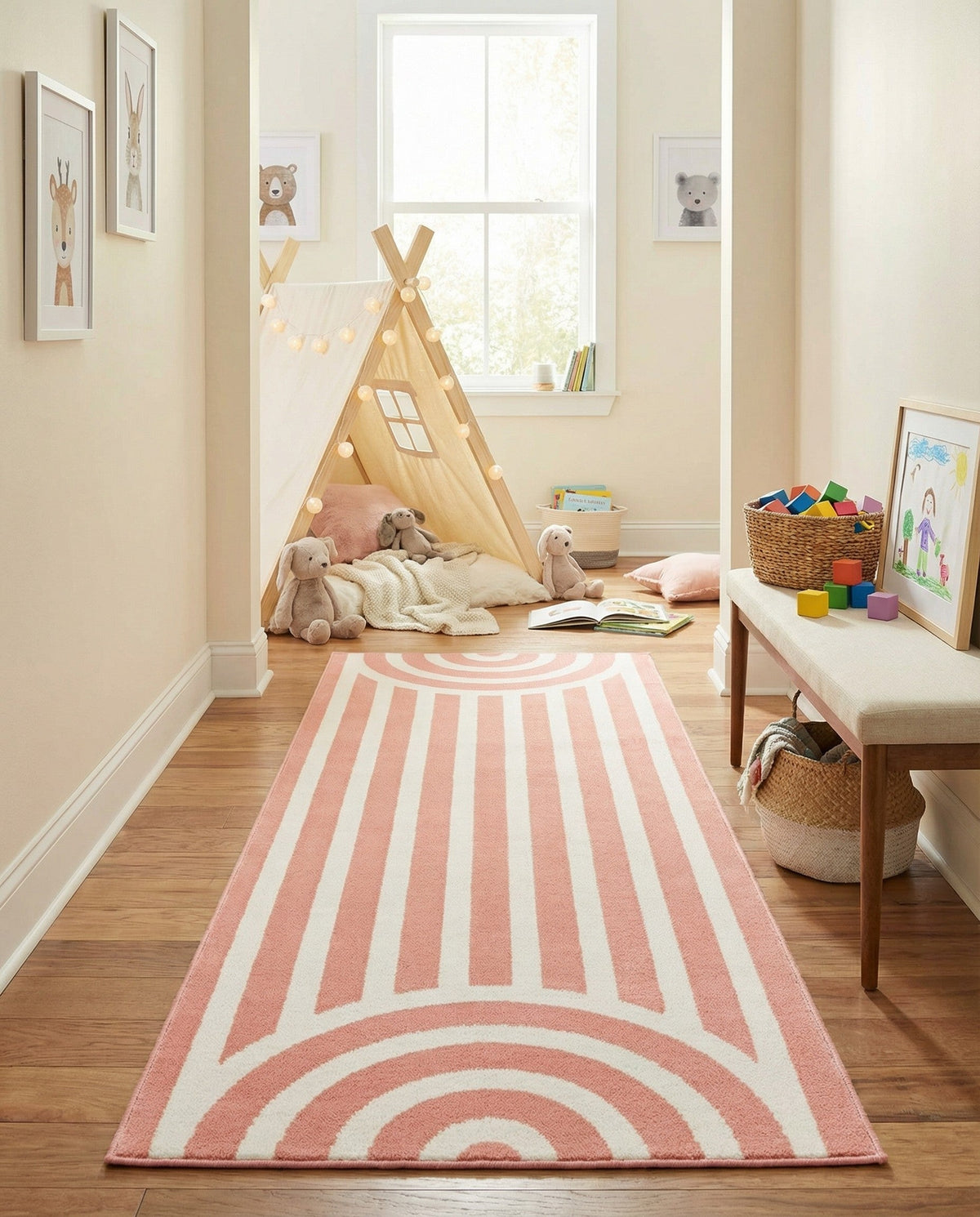 Wonder Tykes Collection Area Rug -  Joydale Runner Soft Coral Pink  lifestyle 177