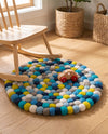 Woolen Sphere Collection Area Rug - Orbsburg (Blue) Round Blue  lifestyle 43