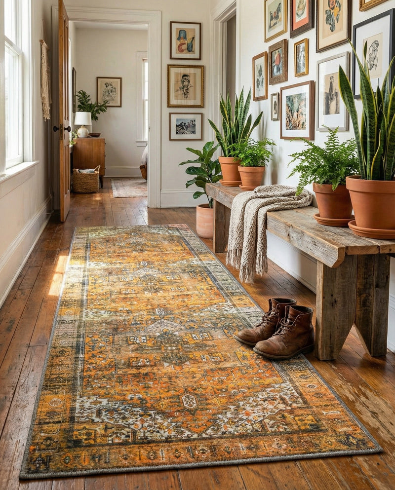 Heritage Elegance Collection Area Rug -  Windsor (Yellow) Runner Yellow  lifestyle 31
