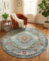 Savannah Soiree Collection Area Rug - Serengeti (Blue) Round Blue  lifestyle 50