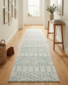 Marrakesh Lattice Collection Area Rug - Casablanca (Ivory Aqua) Runner Ivory Aqua  lifestyle 45