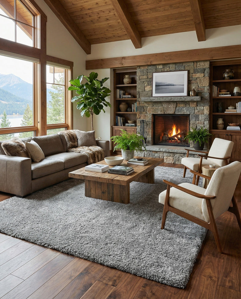 Cozy Comfort Shag Collection Area Rug - Haven (Cloud Gray) Rectangle Cloud Gray  lifestyle 15