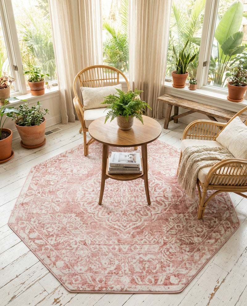 Cambridge Classics Collection Area Rug -  Magdalene (Pink) Octagon Pink  lifestyle 60