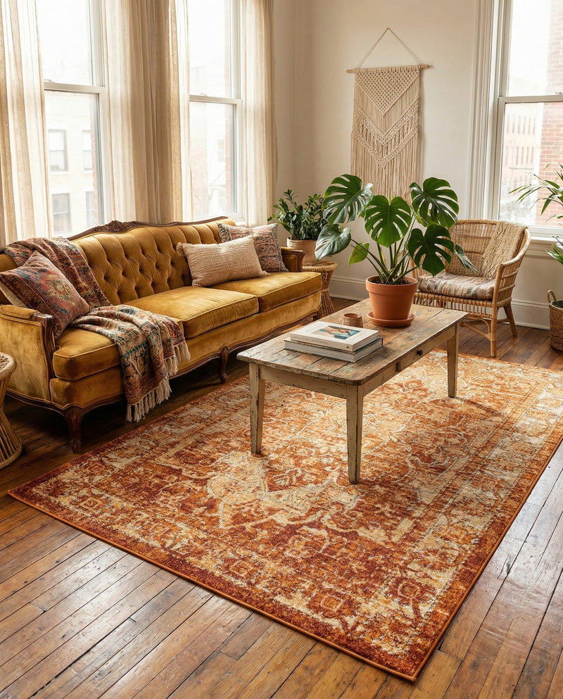 Savannah Soiree Collection Area Rug -  Everglade (Rust Red) Rectangle Rust Red  lifestyle 12