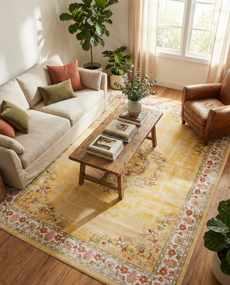 Geneva Terrace Collection Area Rug -  Yverdon Rectangle Yellow  lifestyle 13