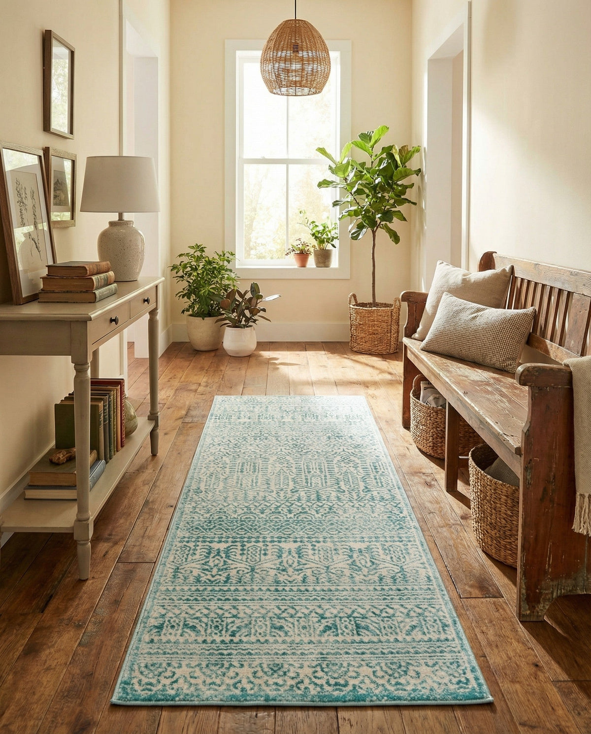 Metro Heights Collection Area Rug -  Chelsea Runner Teal  lifestyle 147