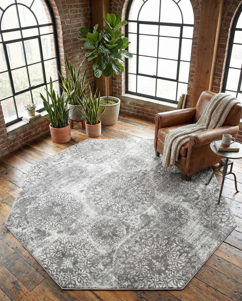 Riviera Elegance Collection Area Rug -  Monaco (Light Gray) Octagon Light Gray  lifestyle 68