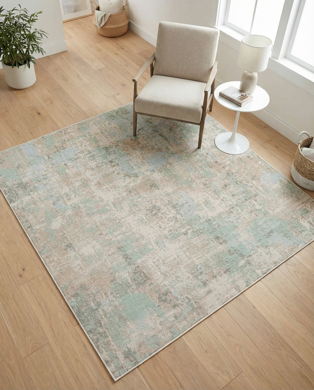 Lagoon Oasis Collection Area Rug -  Seagrass Square Teal  lifestyle 122