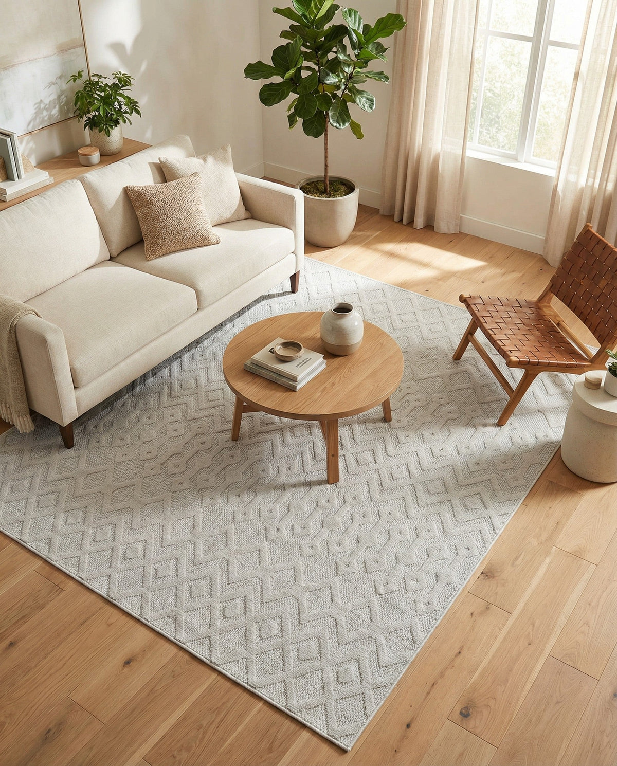 Garden Lattice Charm Collection Area Rug -  Pergola (Grey) Square Grey  lifestyle 54