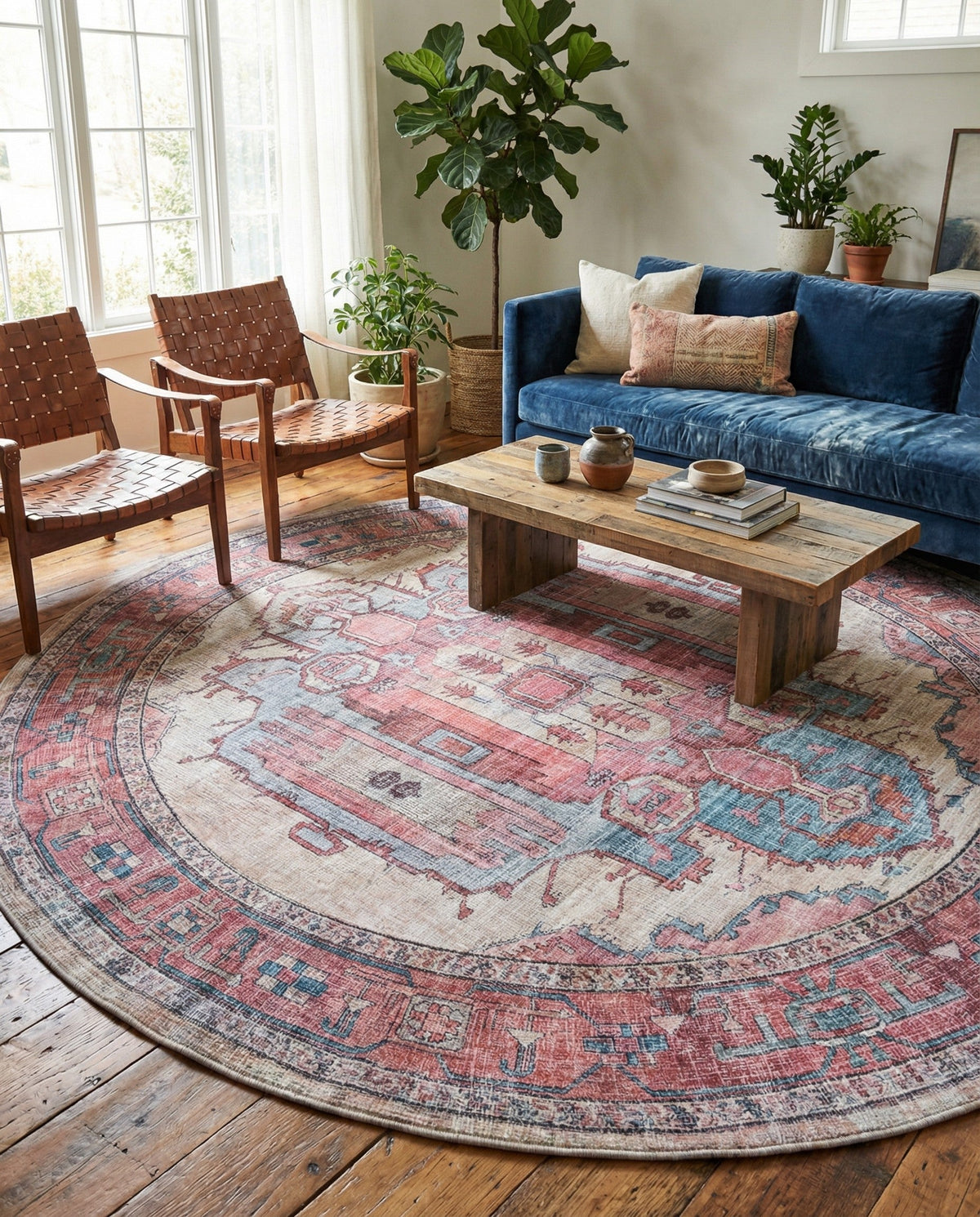 Zahara Oasis Collection Area Rug - Sahara Round Beige  lifestyle 170