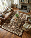 Tabriz Tapestry Collection Area Rug - Sahand (Brown) Rectangle Brown  lifestyle 4