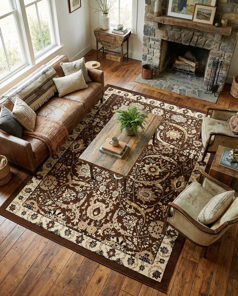 Tabriz Tapestry Collection Area Rug - Sahand (Brown) Rectangle Brown  lifestyle 4