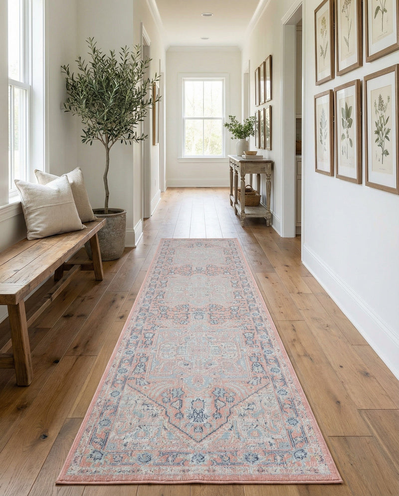 Savannah Series Collection Area Rug - Charleston (Powder Pink) Runner Powder Pink  lifestyle 37