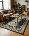 Tabriz Tapestries Collection Area Rug - Azerbaijan (Navy Blue) Rectangle Navy Blue  lifestyle 20