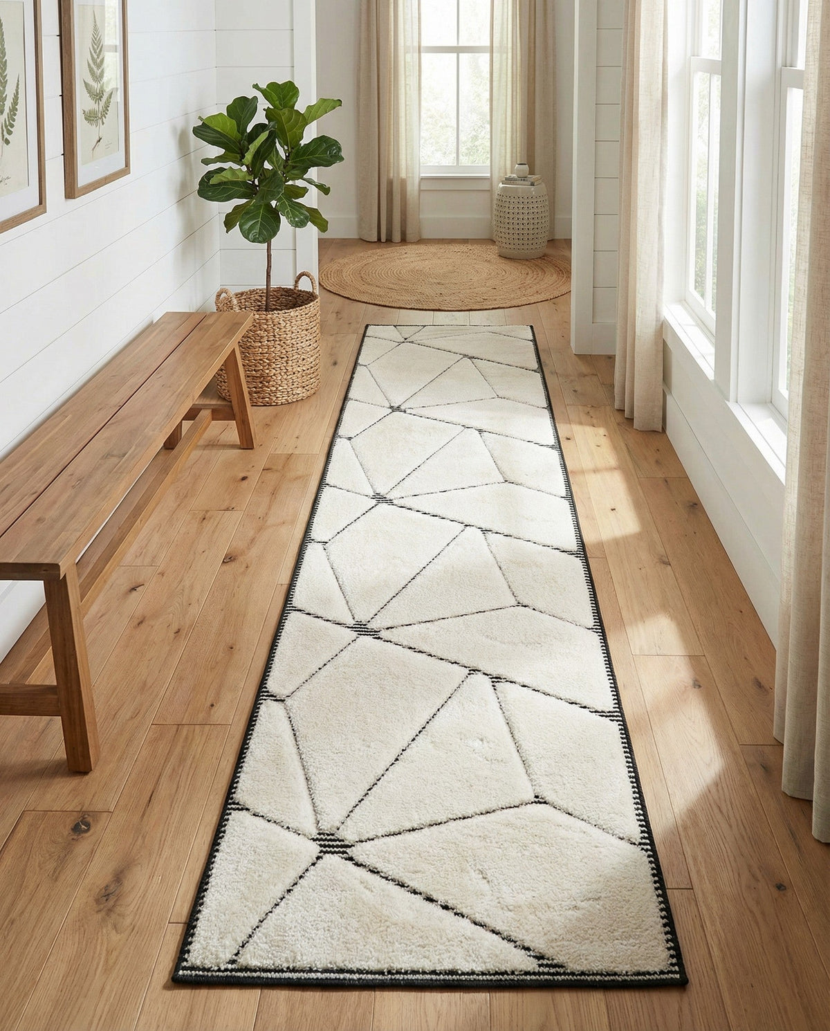 Monochrome Collection Area Rug -  Onyx Runner Ivory White  lifestyle 54