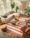 Tassel Trail Collection Area Rug - Pathway (Coral and Ivory) Rectangle Coral and Ivory  lifestyle 11