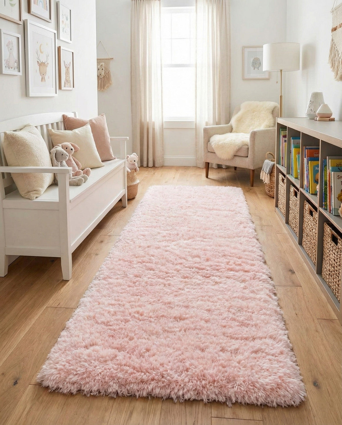 Eternal Plush Oasis Collection Area Rug -  Tranquility (Pink Lace) Runner Pink Lace  lifestyle 69