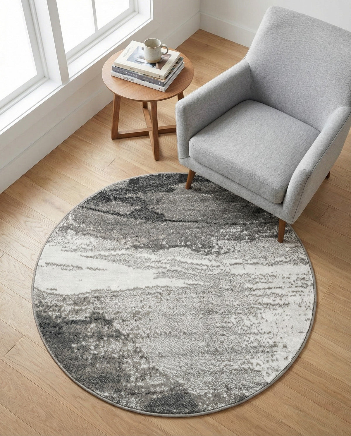 Copenhagen Edge Collection Area Rug - Nyhavn Round Black  lifestyle 175
