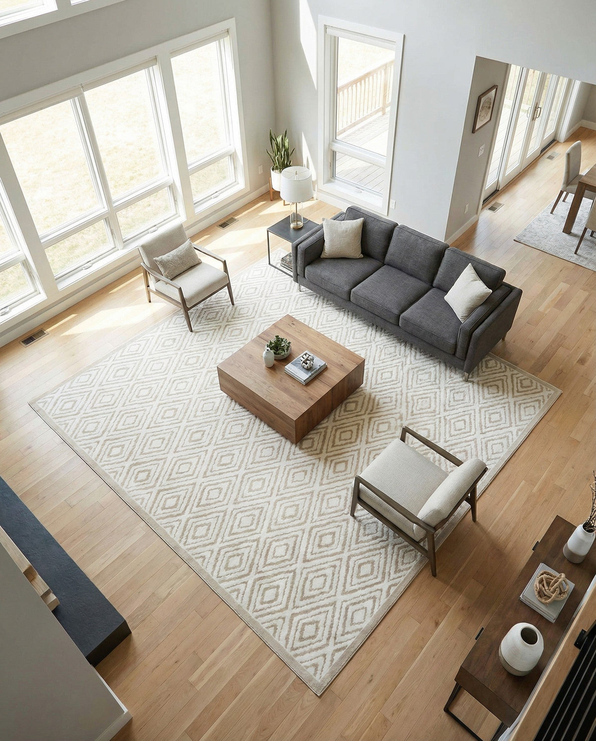 Sanctuary Retreat Collection Area Rug -  Oasis Square Snow White  lifestyle 113