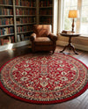 Isfahan Elegance Collection Area Rug - Naghsh-e Jahan (Red) Round Red  lifestyle 50