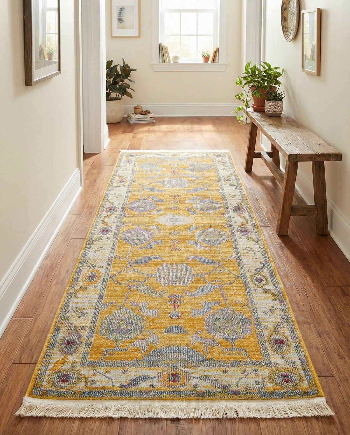 Arcadia Rugs Collection Area Rug - Eden (Yellow) Runner Yellow  lifestyle 93