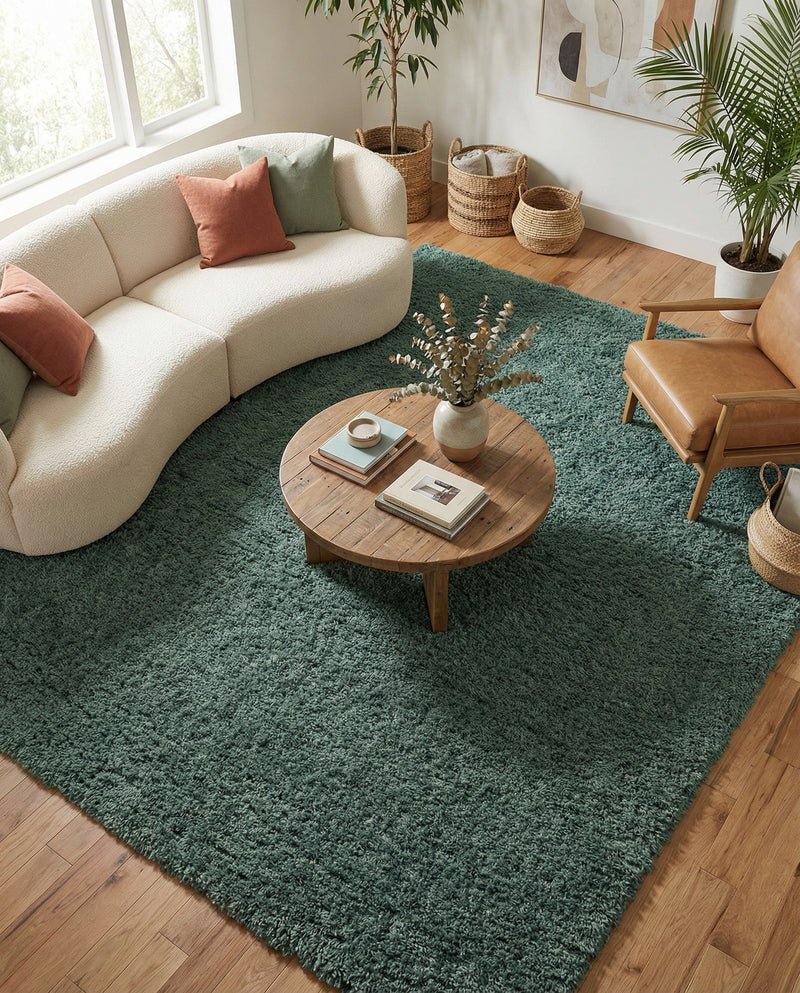 Eternal Plush Oasis Collection Area Rug -  Tranquility (Forest Green) Rectangle Forest Green  lifestyle 18
