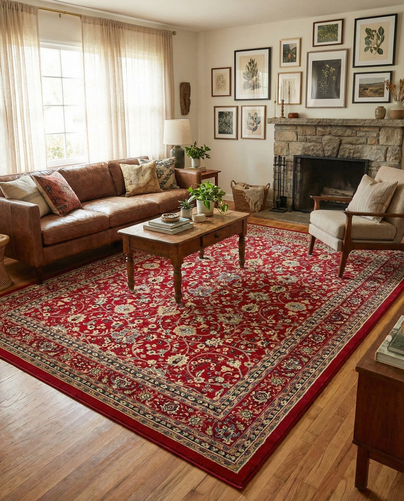 Isfahan Elegance Collection Area Rug - Naghsh-e Jahan (Red) Rectangle Red  lifestyle 20