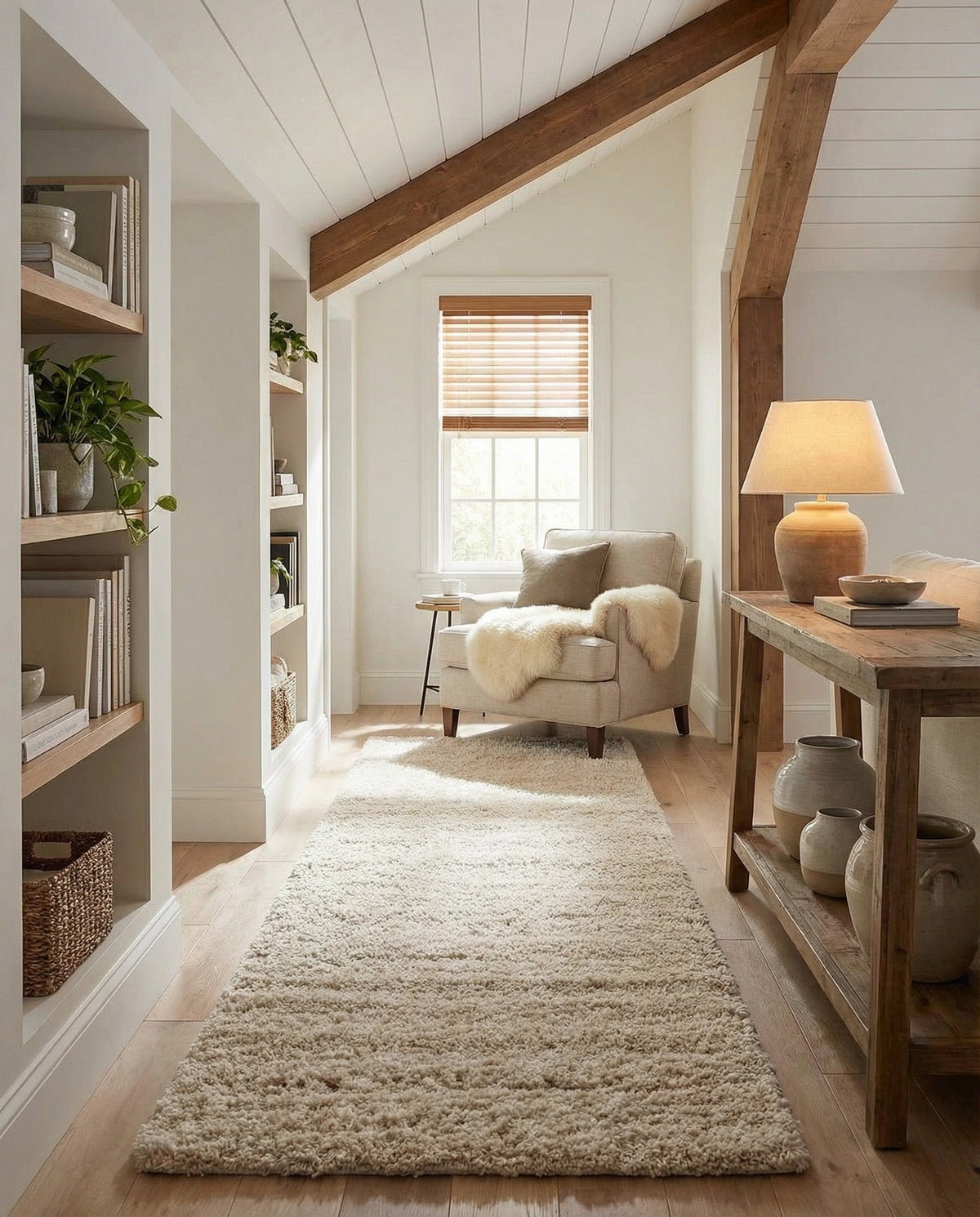 Cozy Comfort Shag Collection Area Rug - Haven (Oatmeal Beige) Runner Oatmeal Beige  lifestyle 90