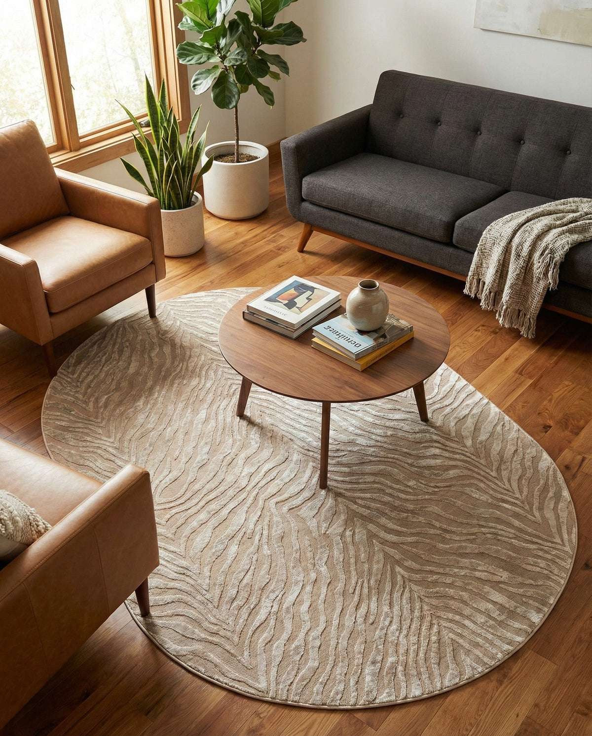 Bloomsbury Elegance Collection Area Rug -  Chelsea Oval Ivory Beige  lifestyle 75