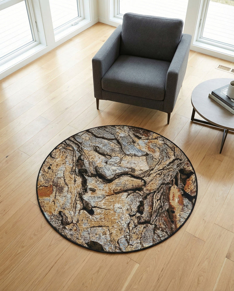 Urban Terrace Collection Area Rug -  Horizon Round Multi  lifestyle 80