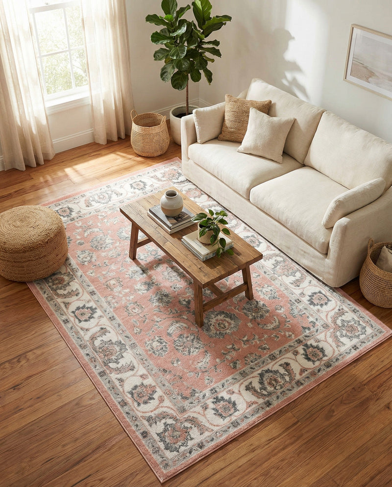 Adriana Terrace Collection Area Rug -  Positano (Rose) Rectangle Rose  lifestyle 6