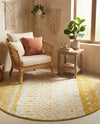 Mediterranean Lattice Collection Area Rug -  Casablanca (Ivory and Yellow) Round Ivory and Yellow  lifestyle 28