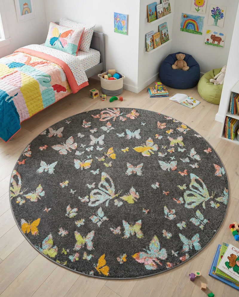 Wonder Tykes Collection Area Rug -  Carnival Round Charcoal Gray  lifestyle 46