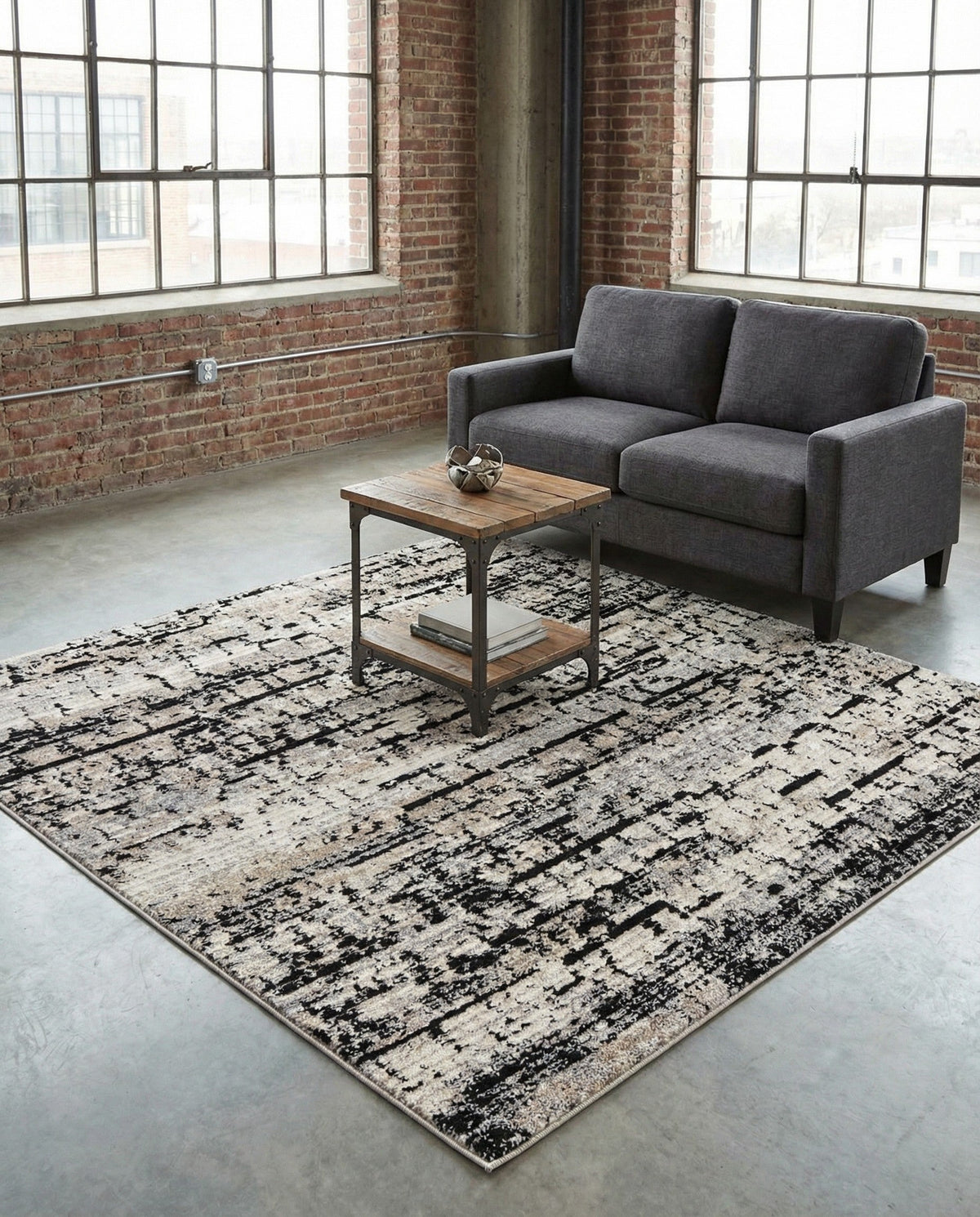 Santa Fe Trails Collection Area Rug -  Chaparral Square Gray  lifestyle 61